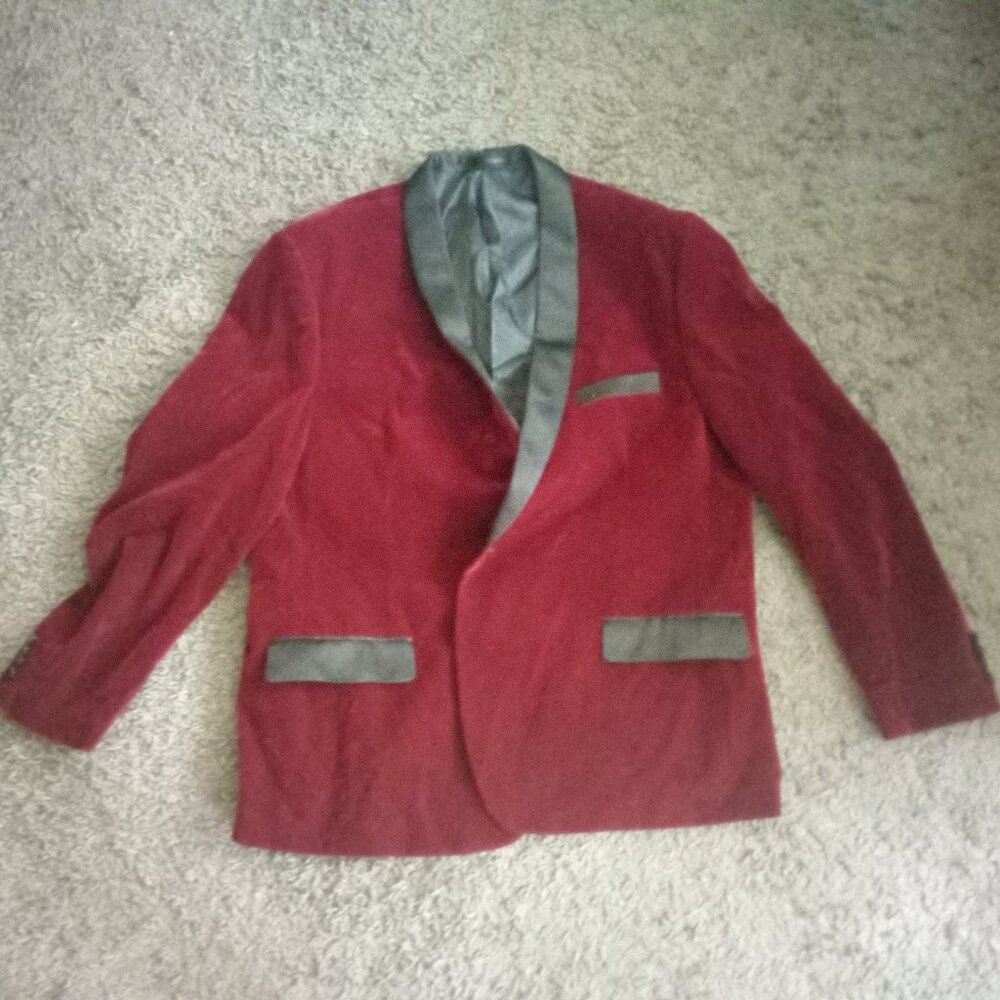 Red velvet suit jacket
